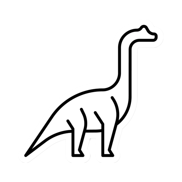 Brachiosaurus Dinosaur Black and White Sticker